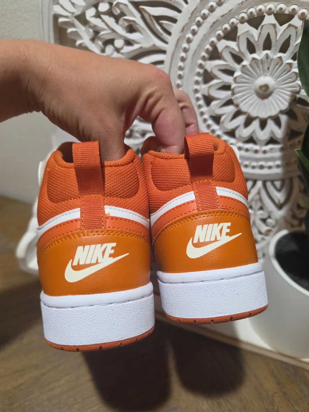 Nike Kids' Orange and White High-Top Sneakers 7Y NWOT